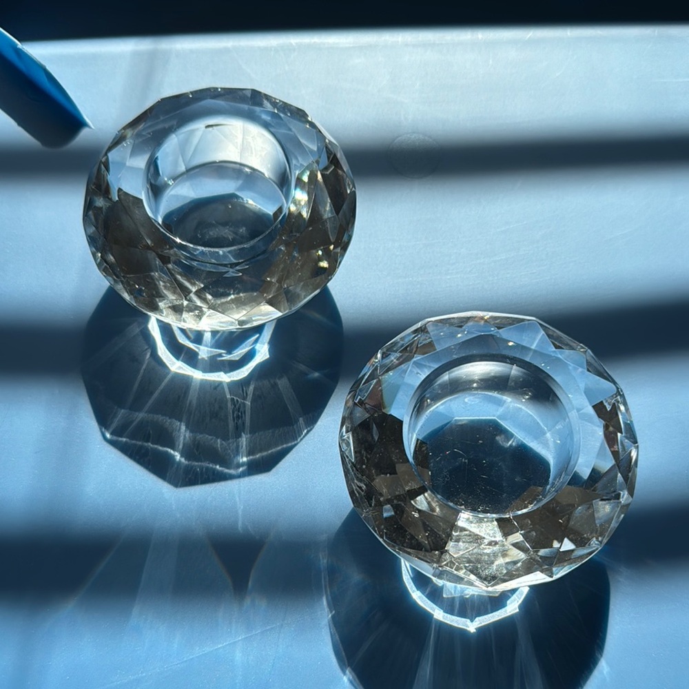 Weddingstar | Crystal Tea Light Votive Holders | Diamond  Shaped | 2 pack.